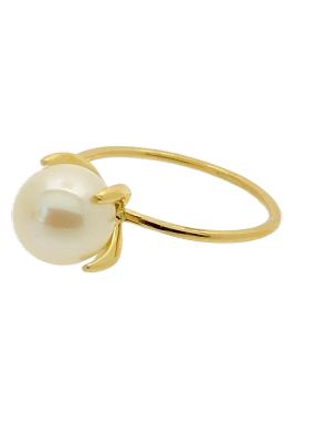 BAGUE OR JAUNE 750/00 PERLE DE CULTURE EAU DOUCE CHINE 8/8,5MM