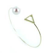 BRACELET JONC OR JAUNE 750/00 PERLE DE CULTURE EAU DOUCE CHINE 9,5/10