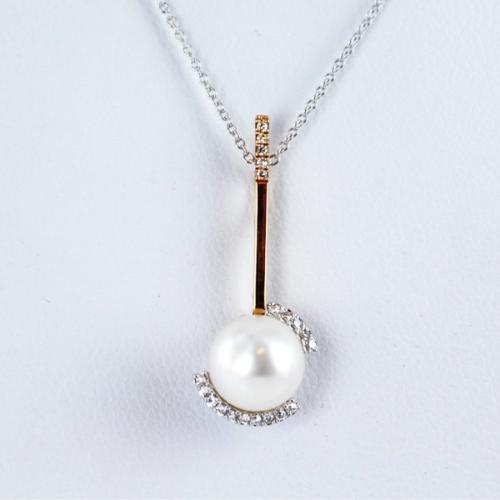 COLLIER 2 ORS 375/00  EAU DOUCE CHINE 8/8,5MM SEMI-RONDE NATURELLE 15 OXYDE