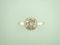 BAGUE OR ROSE 750/00 3.30g 1 MORGANITE 1.29CT 16 DIAMANT 0.08CT T54