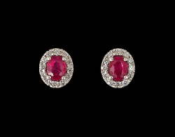 BO OR GRIS 750/00 1.81g 2 RUBIS OVALES 0.53CT 24 DIAMANT RONDS 0.14CT