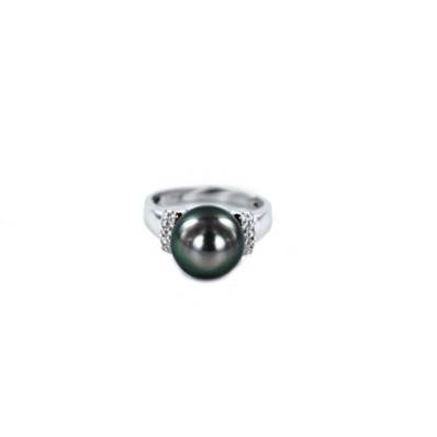 BAGUE OR GRIS  750/00 PERLE DE CULTURE MER DU SUD TAHITI 11/12MM