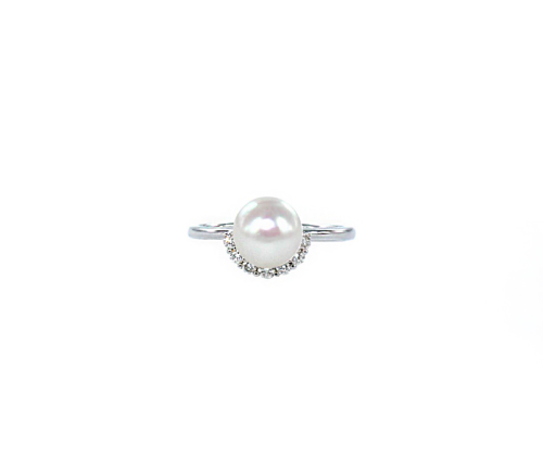 BAGUE OR GRIS 750/00 PERLE DE CULTURE AKOYA JAPON 7/7,5MM