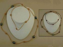 SAUTOIR CUIR  MERS DU SUD TAHITI 9/10MM CERCLEE