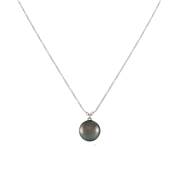 COLLIER OR GRIS 375/00 PERLE DE CULTURE MERS DU SUD TAHITI
