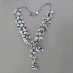 COLLIER ARGENT 925/00 18.50g EAU DOUCE CHINE 8/9MM KESHI