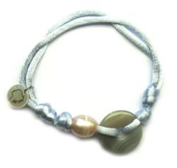 BRACELET ARGENT 925/00 0.01g EAU DOUCE CHINE 9/10MM AGATE +JETON