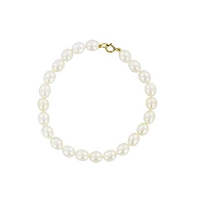 BRACELET OR JAUNE 375/00 PERLE DE CULTURE EAU DOUCE CHINE 6/6,5MM