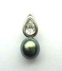 PENDENTIF ARGENT 925/00 2.75g MERS DU SUD TAHITI 9/9,5MM CERCLEE ARGENT 1 OXYDE BLANC