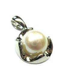 PENDENTIF ARGENT 925/00 1.50g EAU DOUCE CHINE 7,5/8MM RONDE BLANCHE