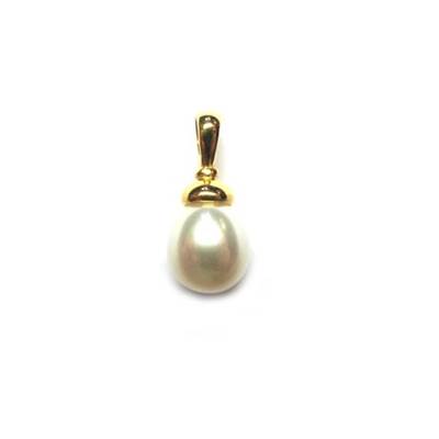 PENDENTIF OR JAUNE 375/00 PERLE DE CULTURE EAU DOUCE CHINE 8/8,5MM