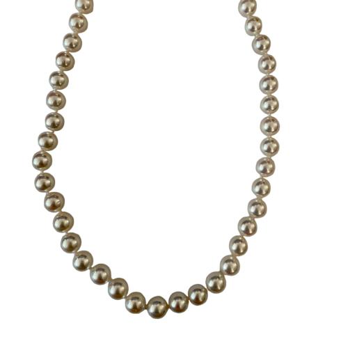 COLLIER OR GRIS 750/00 1.20g AKOYA JAPON 9/9,5MM RONDE BLANCHE