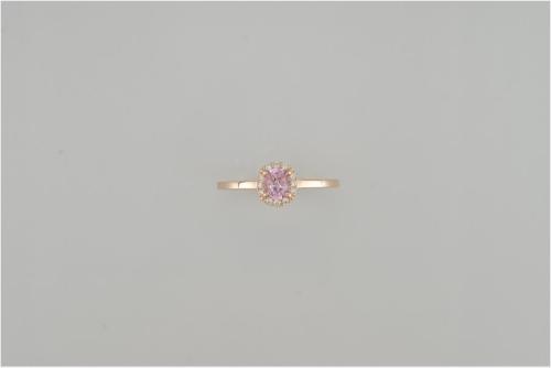 BAGUE OR ROSE 750/00 2.23g SAPHIR 0.47 12 DIAMANT 0.06 T54