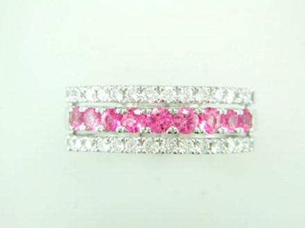 BAGUE OR GRIS 750/00 6.60g SAPHIR ROSE T56
