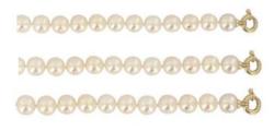 LOT DE 3 COLLIERS 42 CM OR JAUNE 750/00 EAU DOUCE CHINE 5MM / 6MM / 7MM BAROQUE FERMOIRS 1.32 GR