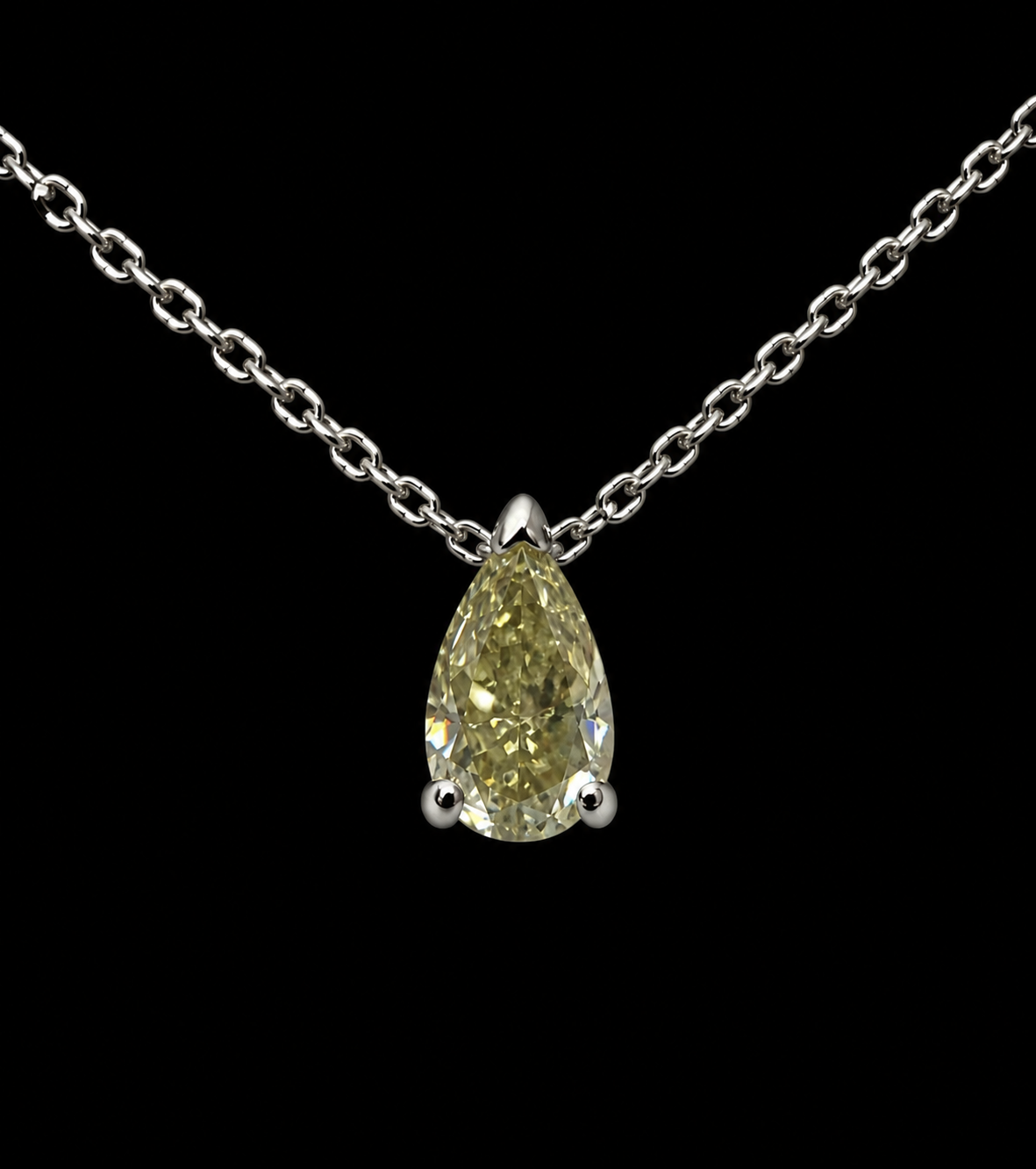 COLLIER OR GRIS 750/00 1.82g 1 DIAMANT CERT GIA 0.77 CT