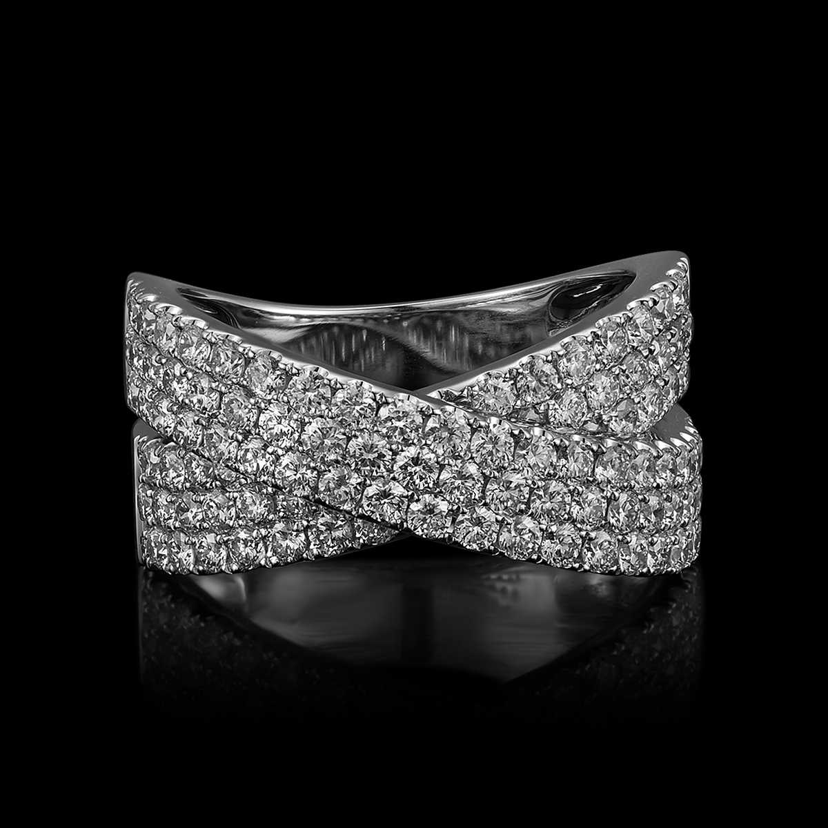 BAGUE OR GRIS / OR ROSE 750/00 2.28g 49 DIAMANTS RONDS 0.35CT