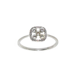 BAGUE OR GRIS 750/00 PERLE DE CULTURE EAU DOUCE CHINE