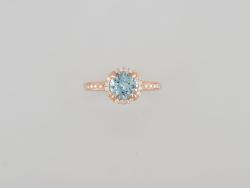 BAGUE OR ROSE 750/00 3.33g 1 TOPAZE BLEUE 1.44CT 26 DIAMANT 0.18CT T54