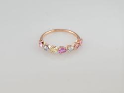 BAGUE OR ROSE 750/00 1.62g 7 SAPHIR 1.32 T54