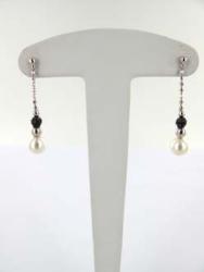 BO ARGENT 925/00 1.95g EAU DOUCE CHINE 6/6,5MM SEMI-RONDE BLANCHE OXYDE NOIR