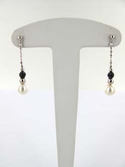 BO ARGENT 925/00 1.95g EAU DOUCE CHINE 6/6,5MM SEMI-RONDE BLANCHE OXYDE NOIR