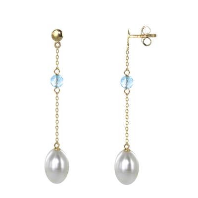 BO OR JAUNE 375/00 PERLE DE CULTURE EAU DOUCE CHINE 7/7,5MM