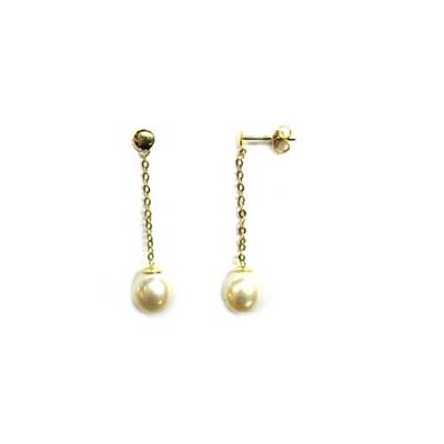 BO OR JAUNE 375/00 PERLE DE CULTURE EAU DOUCE CHINE 7,5/8MM
