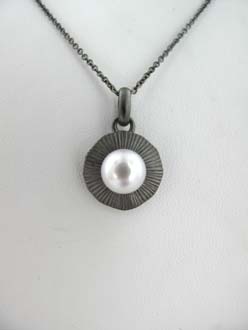 COLLIER ARGENT 925/00 3.95g EAU DOUCE CHINE 7,5/8MM SEMI-RONDE BLANCHE