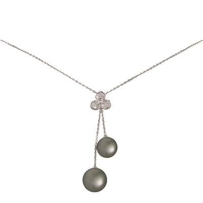 COLLIER OR GRIS 750/00 PERLE DE CULTURE TAHITI 9/11MM