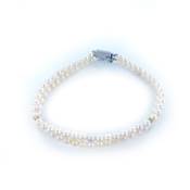BRACELET 2 RANG OR GRIS 750/00 PERLE DE CULTURE EAU DOUCE CHINE 3,5/4