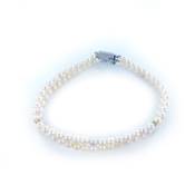 BRACELET OR GRIS 750/00 1.20g EAU DOUCE CHINE 3,5/4MM SEMI-RONDE BLANCHE