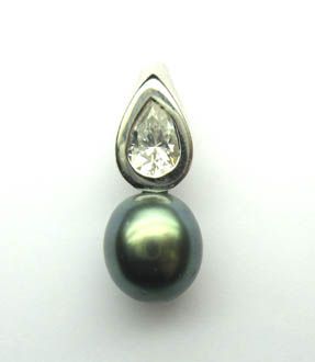 PENDENTIF ARGENT 925/00 2.75g MERS DU SUD TAHITI 9/9,5MM CERCLEE ARGENT 1 OXYDE BLANC