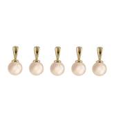 LOT DE 5 PENDENTIFS OR JAUNE 750/00 EAU DOUCE 6/6,5MM