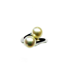 BAGUE OR GRIS 375/00 PERLE DE CULTURE EAU DOUCE CHINE 7,5/8MM