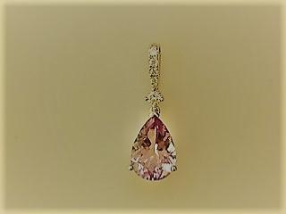 PENDENTIF OR ROSE 750/00 0.80g 1 AMETHYSTE 1.14CT 5 DIAMANT 0.08CT