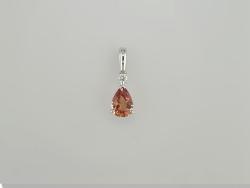 PENDENTIF OR GRIS 750/00 0.70g 1 DIAMANT 0.03CT 1 SAPHIR NATUREL ORANGE 0.81CT