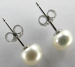 BO ARGENT 925/00 0.40g EAU DOUCE CHINE 6/6,5MM BOUTON BLANCHE