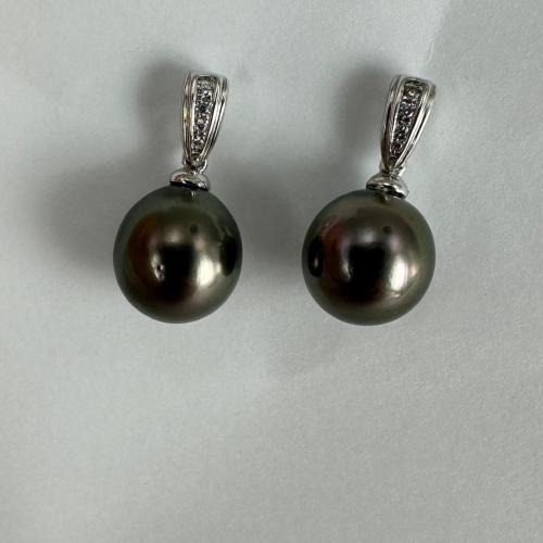 BO ARGENT RHODIE 925/00 0.92g MERS DU SUD TAHITI 9/10MM POIRE 8 OXYDE