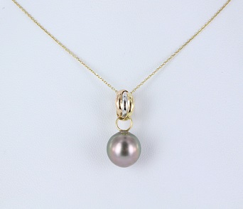 COLLIER OR JAUNE 750/00 2.27g MERS DU SUD TAHITI 10/11MM POIRE