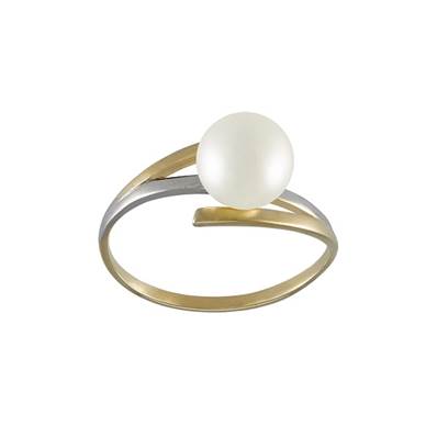 BAGUE OR JAUNE 375/00 PERLE DE CULTURE EAU DOUCE CHINE 7/7,5MM