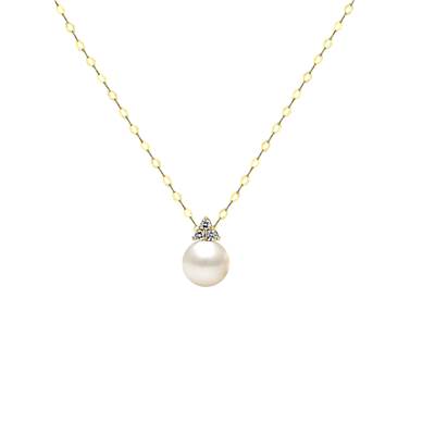 COLLIER OR JAUNE  750/00 PERLE DE CULTURE EAU DOUCE CHINE 9/9,5MM