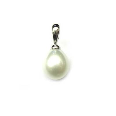 PENDENTIF OR GRIS EAU DOUCE POIRE  10/10,5MM