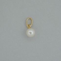 PENDENTIF OR JAUNE 375/00 0.29g EAU DOUCE CHINE 7.5/8MM RONDE BLANCHE RUBIS