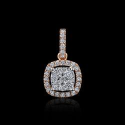 PENDENTIF OR GRIS / OR ROSE 750/00 0.79g 35 DIAMANTS RONDS 0.28CT