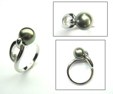 BAGUE ARGENT 925/00 T60 4.60g MERS DU SUD TAHITI 9/9,5MM POIRE