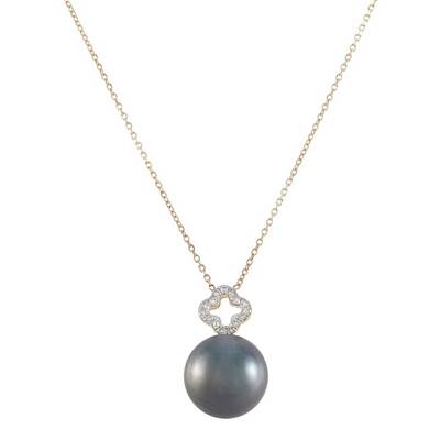 COLLIER OR JAUNE 375/00 PERLE DE CULTURE MERS DU SUD TAHITI