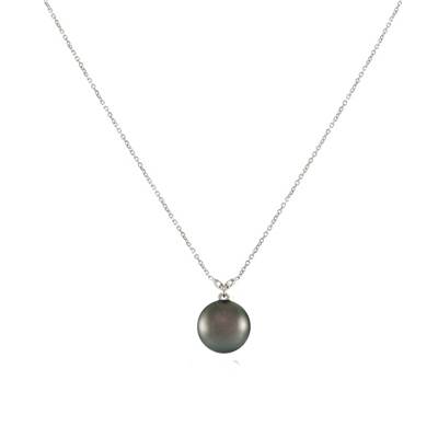 COLLIER OR GRIS 375/00 PERLE DE CULTURE MERS DU SUD TAHITI