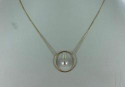 COLLIER OR JAUNE 750/00 2.20g EAU DOUCE CHINE 8/8,5MM SEMI-RONDE BLANCHE