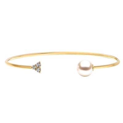 BRACELET OR JAUNE  750/00 PERLE DE CULTURE EAU DOUCE CHINE 10/10,5MM
